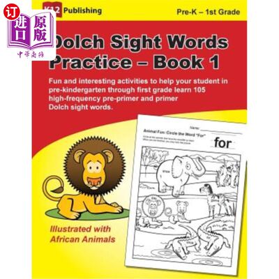 海外直订Dolch Sight Words Practice - Book 1: Fun and Interesting Activities to Help Your 杜奇视觉单词练习-第1册：有