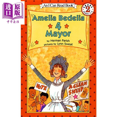 现货 I Can Read Level 2 我可以读2级 糊涂女佣 Amelia Bedelia 4 Mayor 儿童分级阅读插图故事书 英文原版 6-9岁【中商原版】