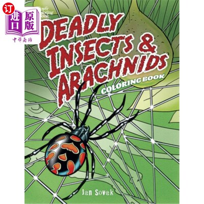 海外直订Deadly Insects & Arachnids Coloring Book 致命昆虫和蜘蛛涂色书