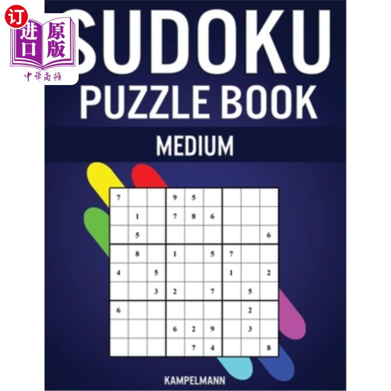 海外直订Sudoku Puzzle Book Medium: 300 Medium Difficulty Sudokus with Solutions 数独游戏:300个中等难度的数独游戏