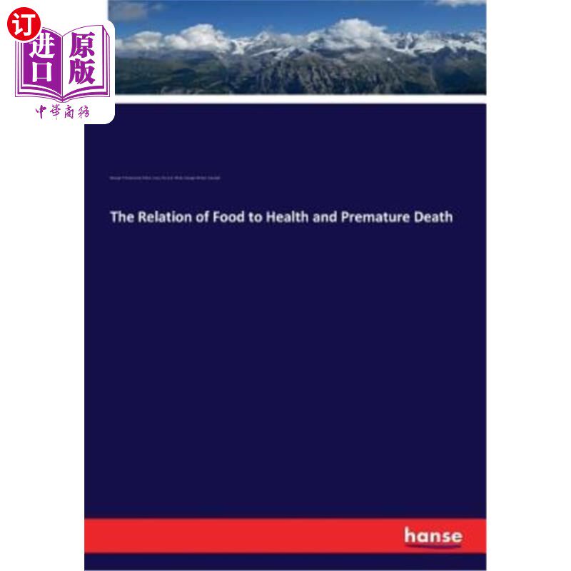海外直订医药图书The Relation of Food to Health and Premature Death 食物与健康及早死的关系
