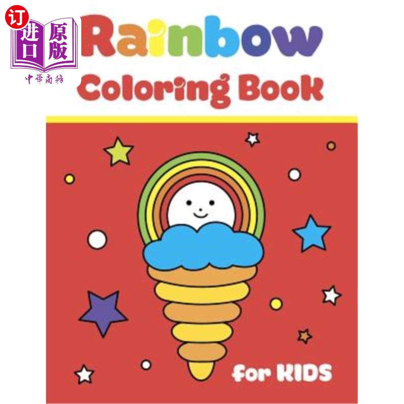 海外直订Rainbow Coloring Book for Kids: Simple and Big Pictures with Cute Fun Clouds, Fl 儿童彩虹彩绘书：2-7岁儿童