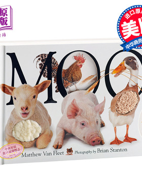 Matthew Van Fleet 英文原版 MOO 哞哞叫 大厚开本纸板触摸操作书 幼儿启蒙认知 立体书绘本 启蒙大师 趣味启蒙认知系列 动物