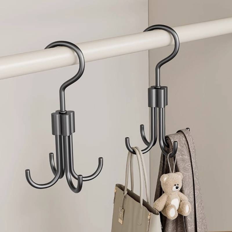 铝合金旋转四爪挂钩免打孔挂围巾帽子衣服钩子家用挂包包收纳神器