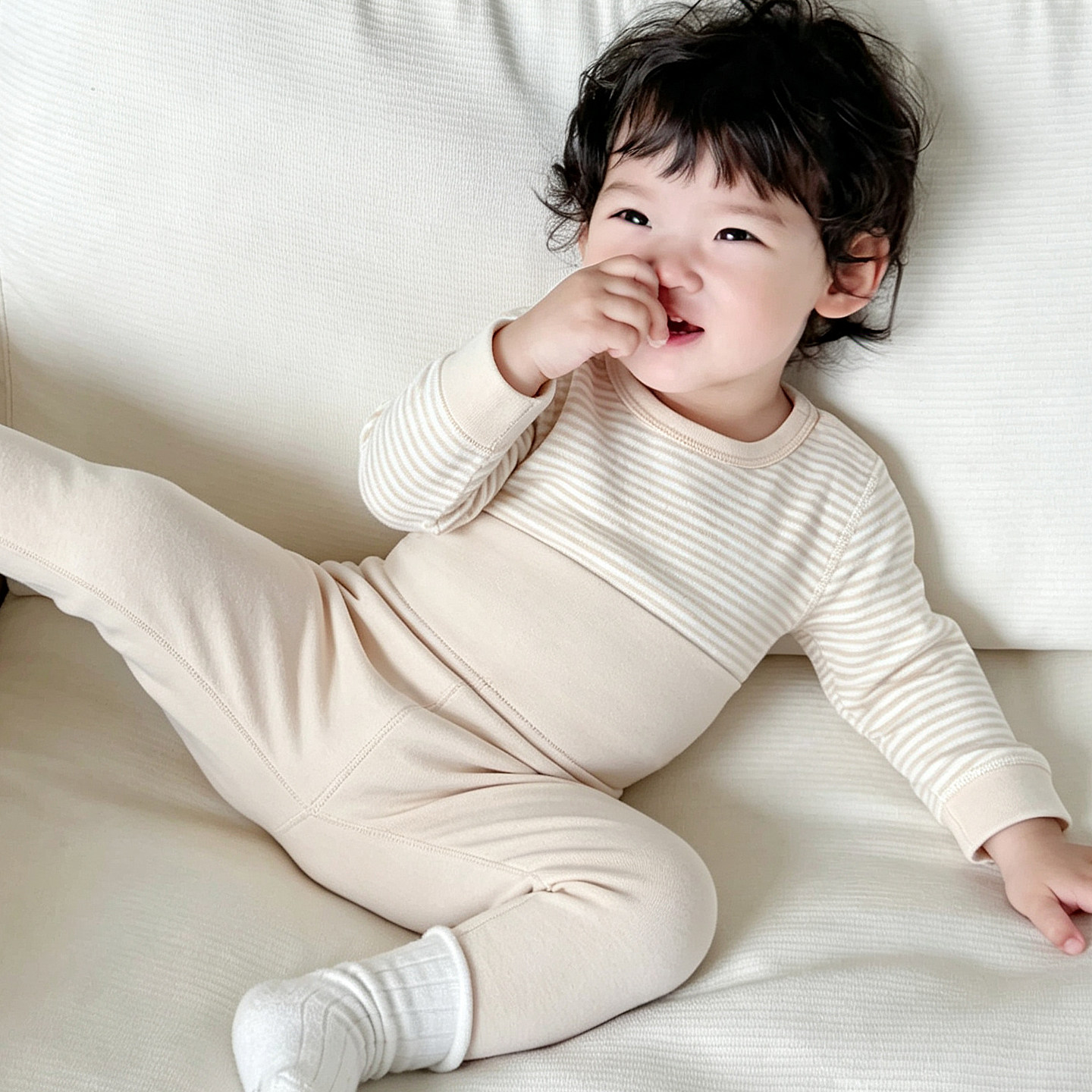 婴儿高腰秋衣宝宝纯棉秋裤儿童秋冬内衣套装彩棉男童女童保暖睡衣