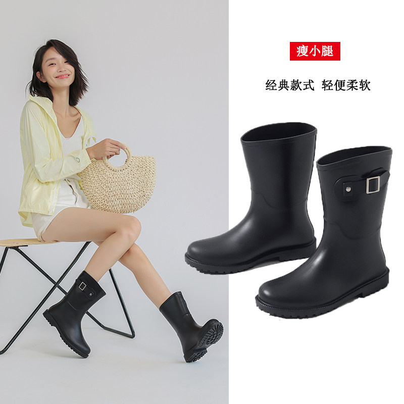 软底中筒雨鞋雨天通勤外穿图片