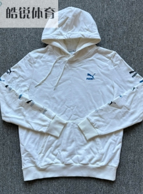 Puma彪马中性男女串标毛圈透气运动休闲连帽卫衣套头衫533145-02