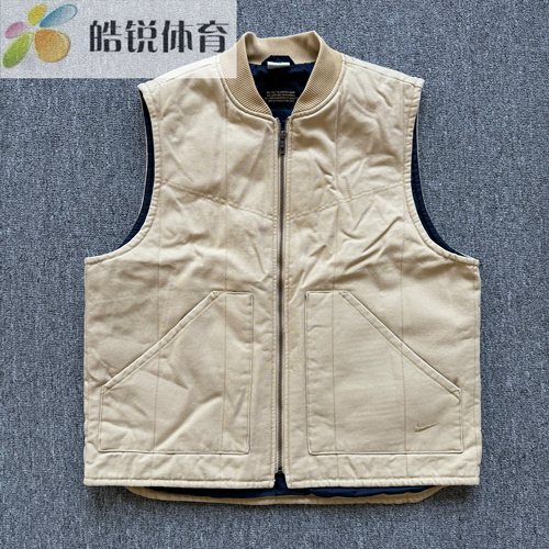 Nike耐克刺绣logo男子复古做旧保暖运动休闲棉背心马甲FQ1862-252