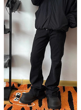 A/G 巴黎黑蓝水洗复古做旧bootcut直筒弯刀显瘦微喇百搭牛仔长裤