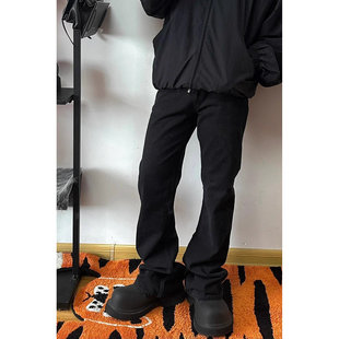 A/G 巴黎黑蓝水洗复古做旧bootcut直筒弯刀显瘦微喇百搭牛仔长裤