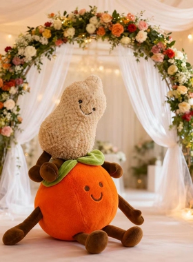 好柿花生毛绒玩偶结婚元宝抛洒娃娃婚礼生菜柿子新婚礼物好事发生