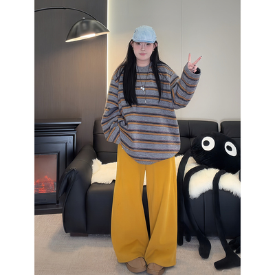 ◆新晋神裤！三色密密绒◆W1437冬新款休闲裤宽松阔腿裤气质卫裤