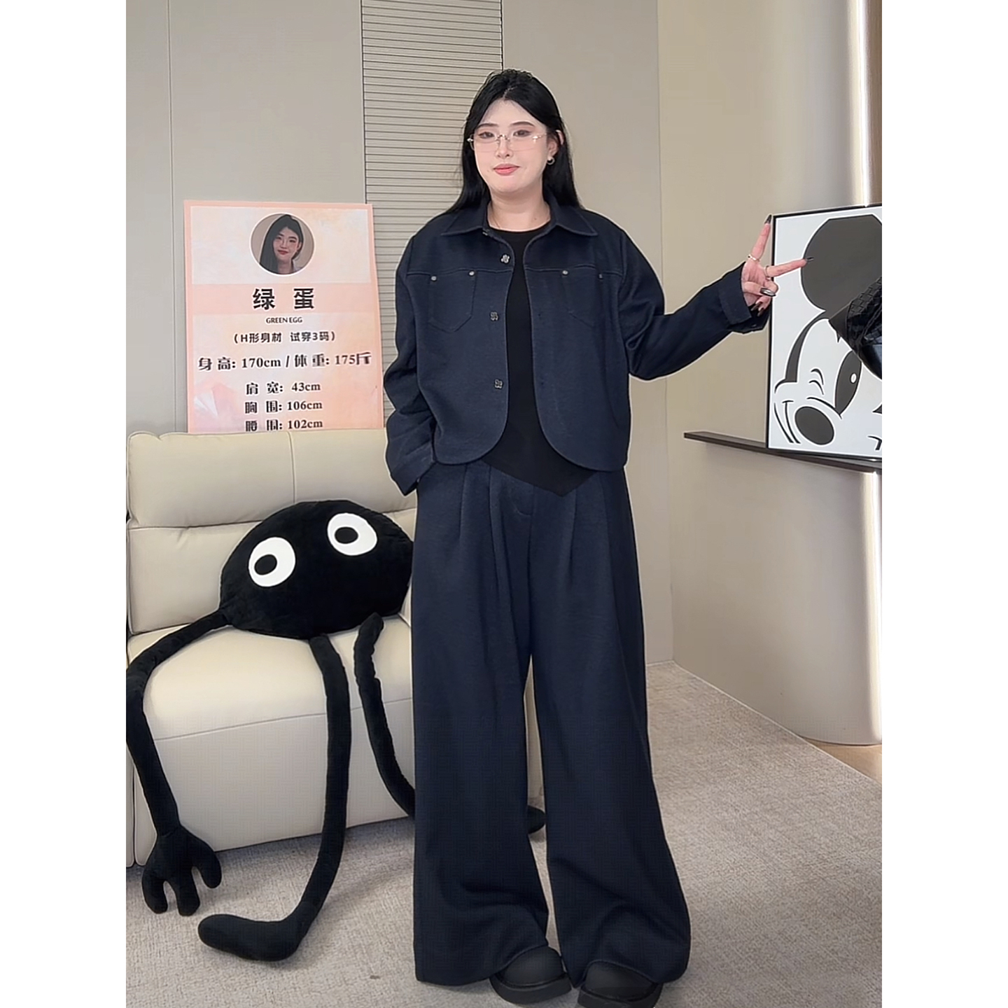 ◆私服口碑款!重工系◆新款胖MM盐系设计感气质上衣阔腿裤W1396