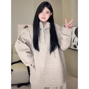 挚爱私服 套装 松弛主义 卫衣阔腿裤 加厚两件套9007 慵懒风阔版