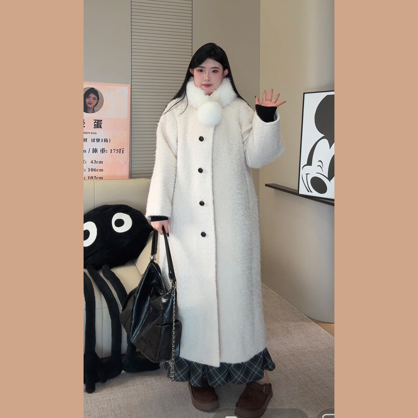 ◆巴黎冬日◆A525韩系长款遮肉大衣冬加厚肉肉女孩高阶感时髦外套