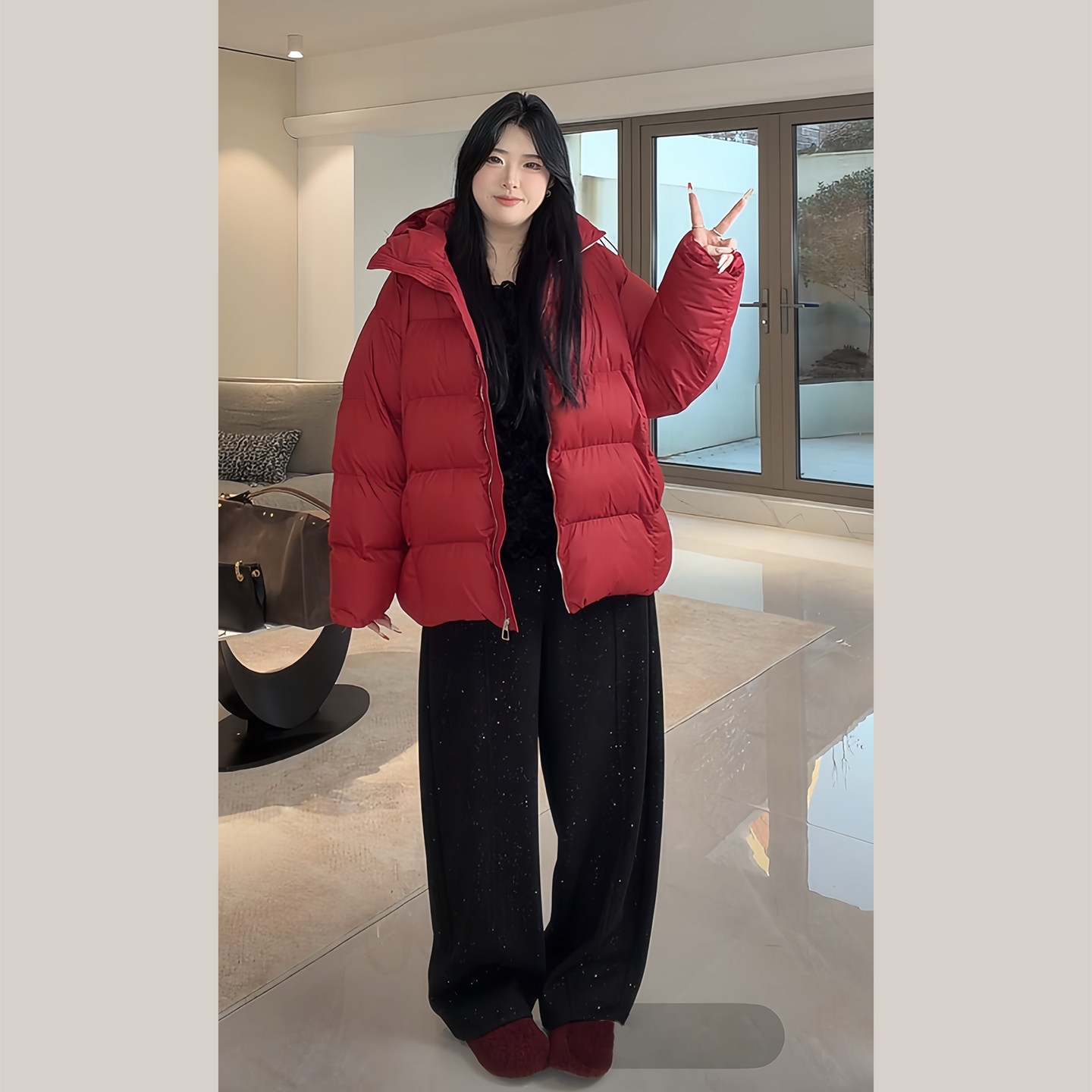 ◆吸睛焦点！腿型滤镜~◆闪闪星空裤 高腰显瘦阔版弯刀裤女W1455,女装/女士精品,常规大码外套,淘宝优惠券,粉丝福利购,淘宝优惠卷