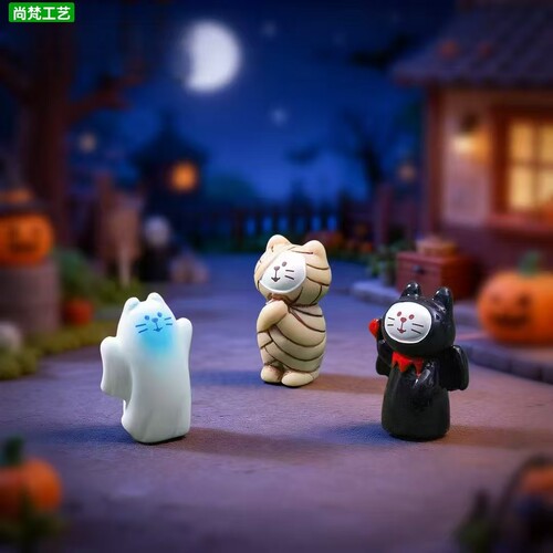 万圣木乃伊猫咪DIY装饰造景摆件