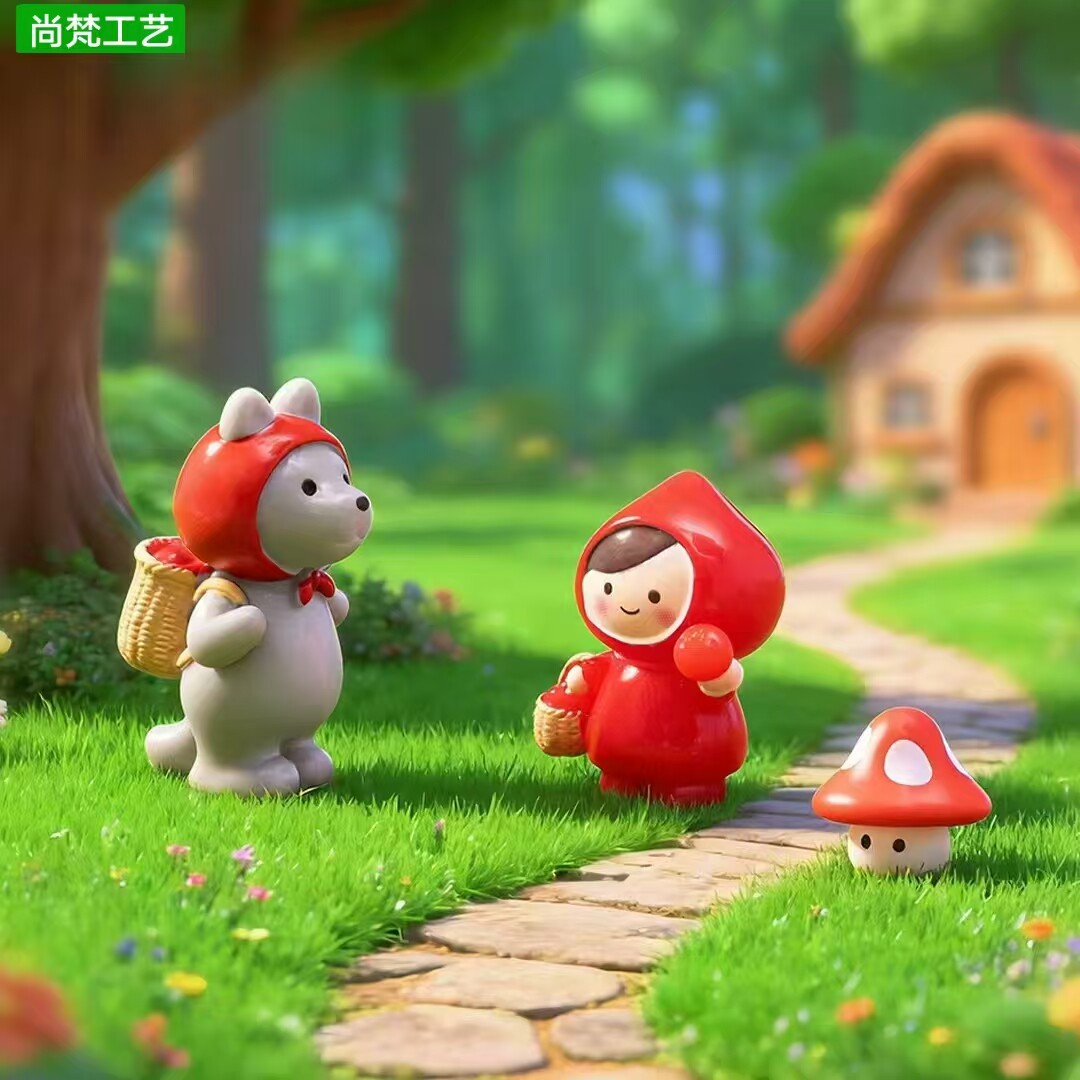 微景观可爱卡通小红帽狼外婆公仔 园艺造景diy装饰品挂配件小摆件