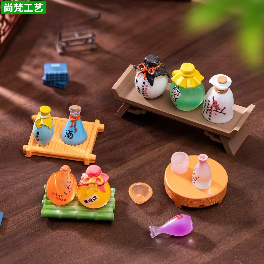 创意桃花美酒托盘系列装饰摆件