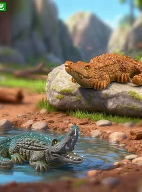 微景观仿真扬子鳄桌面造景小摆件