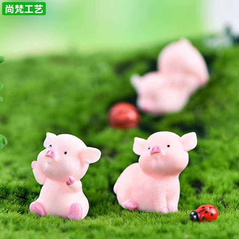 8款小猪发财猪蛋糕汽车礼品摆件 DIY多肉卡通挂件猪年树脂工艺品