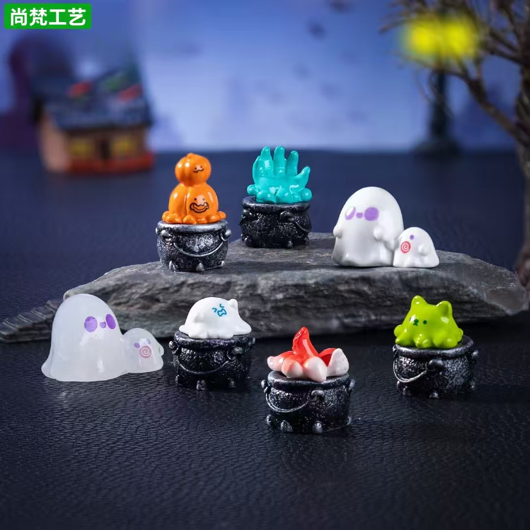 万圣节小摆件女巫坩埚微景观装饰