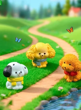 微景观围巾小狗仿真动物造景摆件