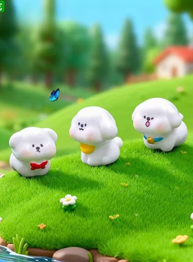微景观可爱蝴蝶结小狗公仔摆件