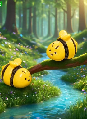 微景观可爱歪头小蜜蜂公仔摆件