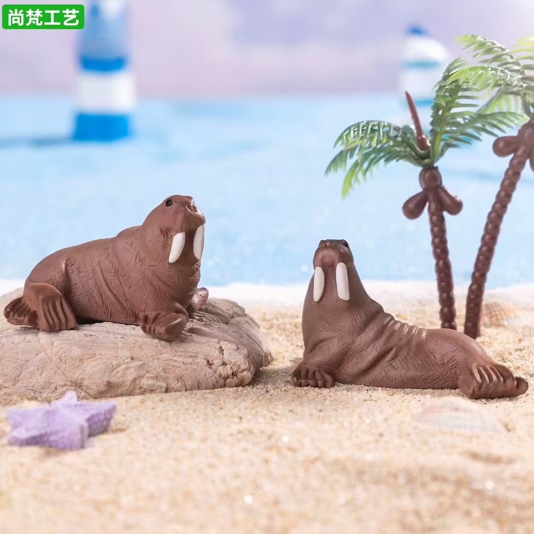 外贸爆款微景观创意仿真海象公仔
