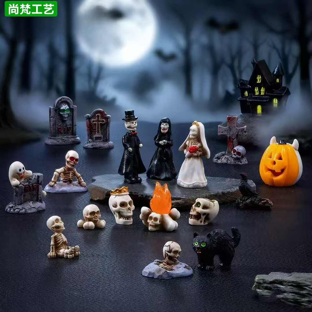 跨境新品万圣节骷髅情侣公仔摆件