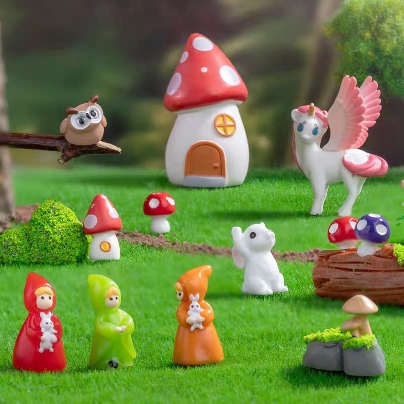 微景观仿真独角兽精灵小矮人摆件