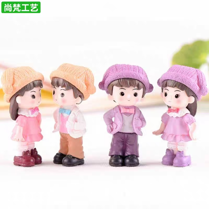 小丑帽情侣苔藓微景观PVC摆件