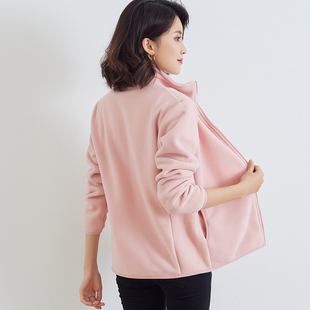 抓绒衣女款 摇粒绒外套宽松休闲服保暖上衣 立领秋冬季 加厚加绒大码