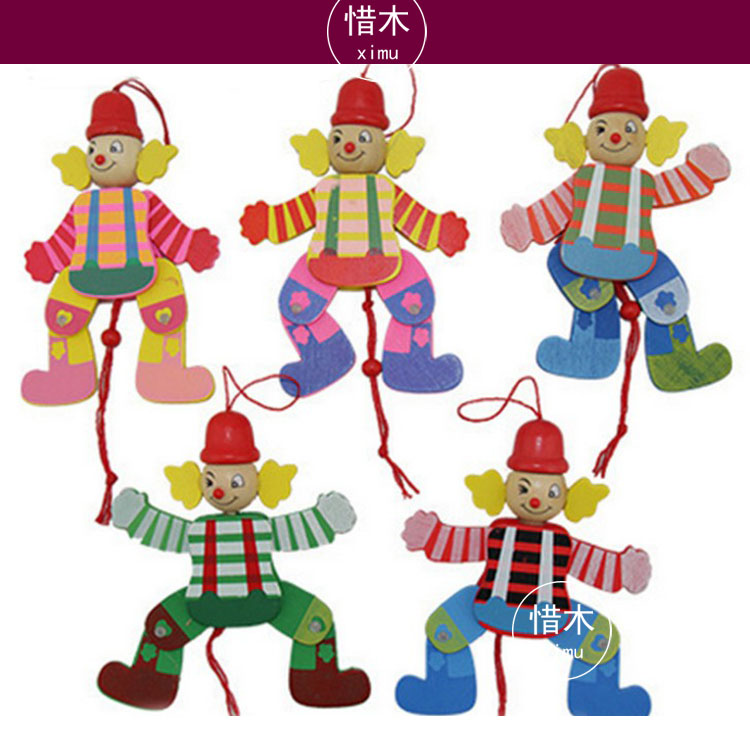 跳舞小丑 儿童幼儿园木工创意手工diy材料包半成品木料木偶人玩具