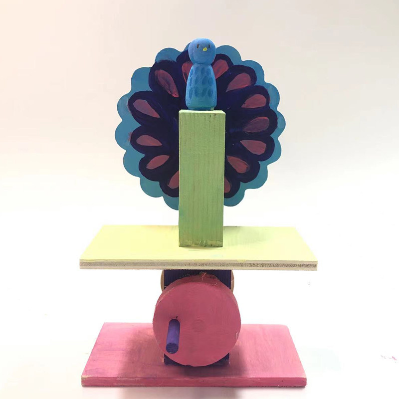 幼儿通识美丽的孔雀 幼儿园创客木工坊材料包 手工diy木艺steam课