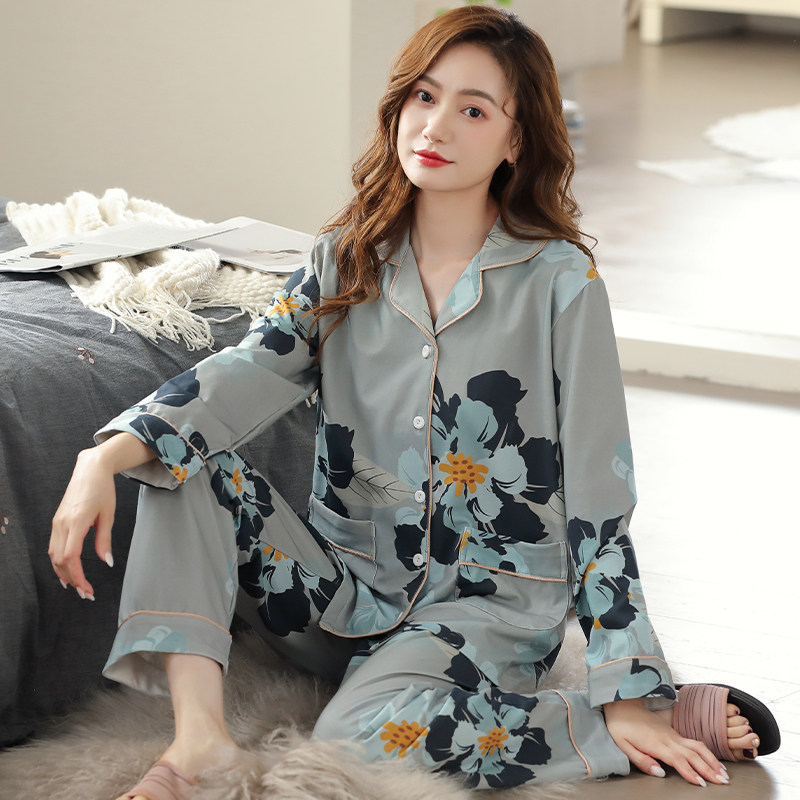 芊之雅睡衣女春秋款纯棉长袖休闲睡衣/家居服套装