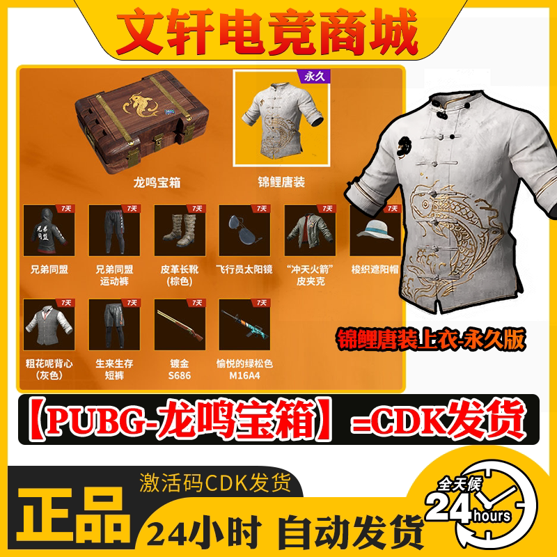 PUBG绝地求生吃鸡龙鸣宝箱兄弟同盟锦鲤唐装箱子激活码兑换码CDK图片