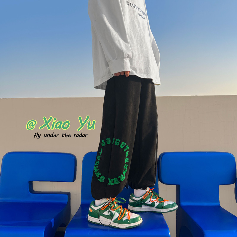 春季新款宽松百搭植绒休闲九分裤卫裤TY305P55控68,男装休闲裤,星座512A（原616）