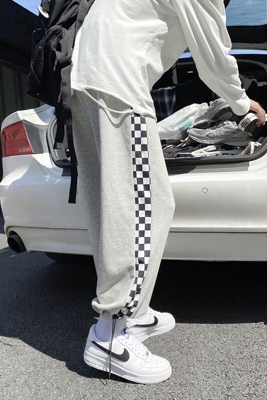 早秋季宽松百搭潮牌拼接格子休闲九分卫裤TY030P50控68,男装休闲裤,星座512A（原616）