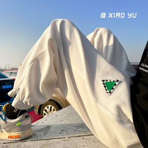 春季新款华夫格拉链贴标九分裤休闲裤卫裤 XZ616-TY301 P45控58图片