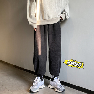 秋季百搭加绒灯芯绒玉米粒抽绳休闲九分裤 TY040J图片