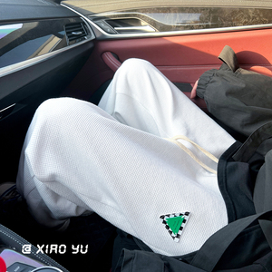 春季新款华夫格拉链贴标九分裤休闲裤卫裤 XZ616-TY301 P45控58图片