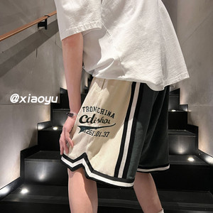 XZ616夏季新款自制刺绣拼接五分裤休闲运动短裤TY322P45控55