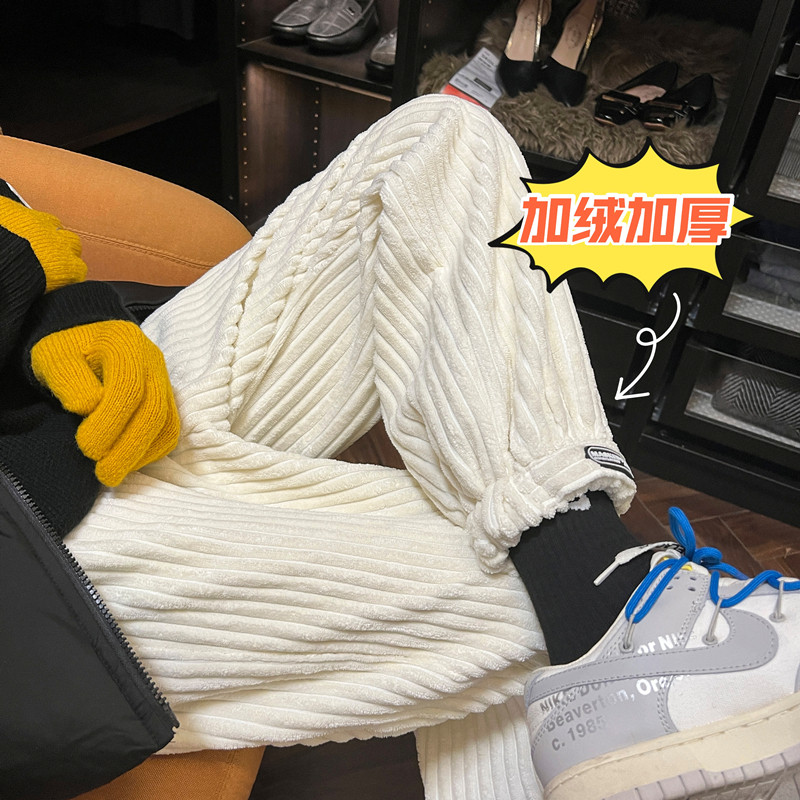冬季新款粗条灯芯绒魔术贴加绒加厚宽松休闲裤TY251P65控78,男装休闲裤,星座512A（原616）