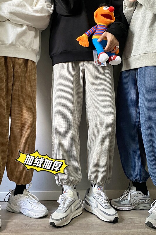 秋季百搭加绒灯芯绒玉米粒抽绳休闲九分裤TY040J,男装休闲裤,星座512A（原616）