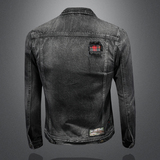 730/H5001/P225黑色牛仔上衣修身款帅气做旧破洞款镂空长期款，男装工装外套，钱塘730-1