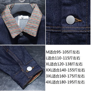 730/JK69013/145 秋季新款牛仔外套男士格子拼接牛仔衣 潮流图片