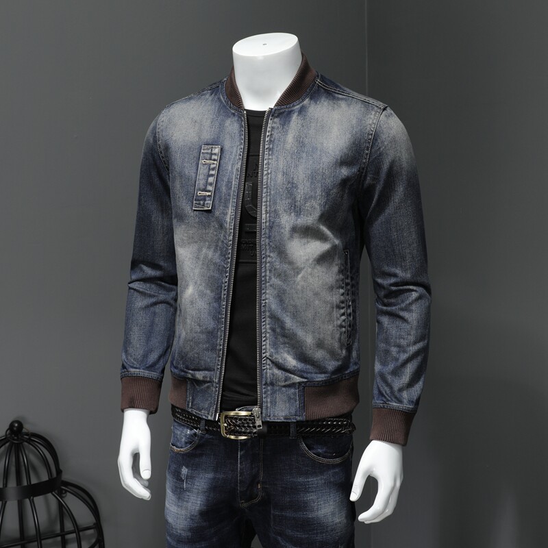 秋棒球领牛仔服男士夹克外套5027/H0387/P195有大货长期做,男装夹克,钱塘730-1