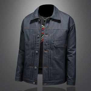 冬季新款不褪色牛仔羽绒服保暖工装多口袋牛仔羽绒男T88014/P280图片